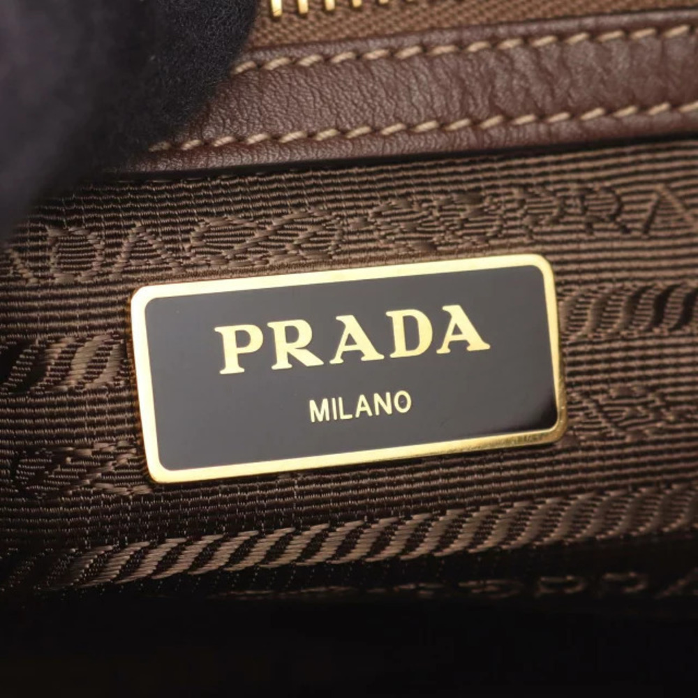 Prada Leather Brown JACQUARD Canvas Handbag - Picture 4 of 9